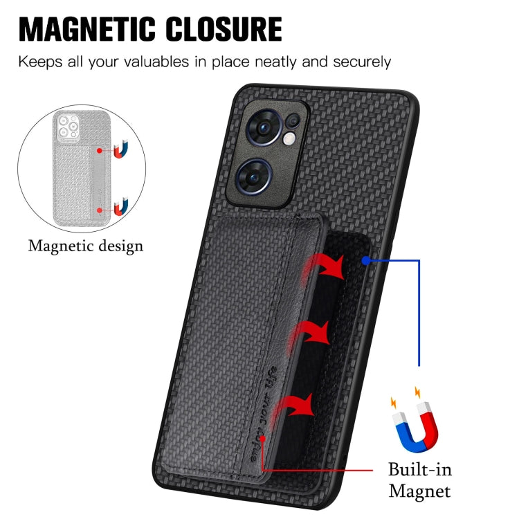Carbon Fiber Magnetic Card Bag Phone Case, For OPPO Reno5 5G, For OPPO Reno7 5G, For OPPO Reno8 T 4G, For  vivo X70