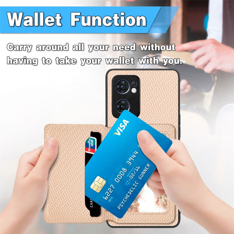 Carbon Fiber Magnetic Card Bag Phone Case, For OPPO Reno5 5G, For OPPO Reno7 5G, For OPPO Reno8 T 4G, For  vivo X70