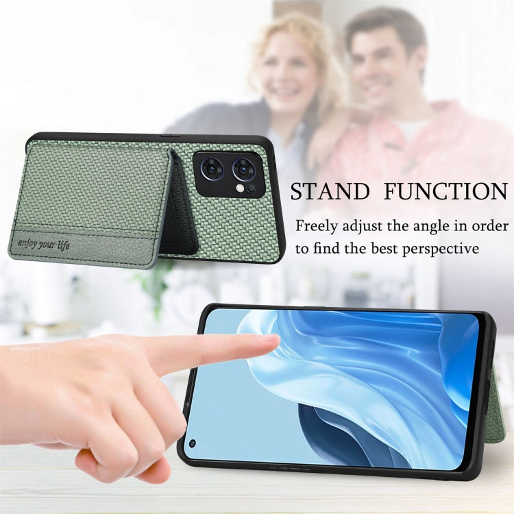 Carbon Fiber Magnetic Card Bag Phone Case, For OPPO Reno5 5G, For OPPO Reno7 5G, For OPPO Reno8 T 4G, For  vivo X70