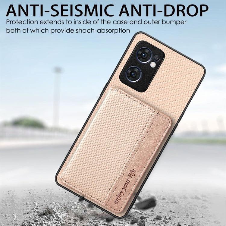 Carbon Fiber Magnetic Card Bag Phone Case, For OPPO Reno5 5G, For OPPO Reno7 5G, For OPPO Reno8 T 4G, For  vivo X70