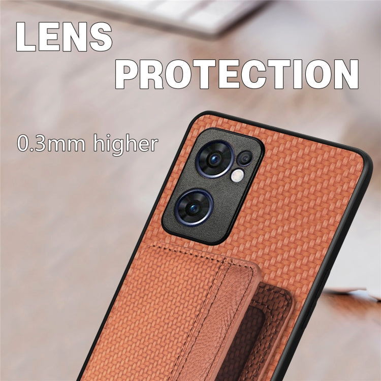 Carbon Fiber Magnetic Card Bag Phone Case, For OPPO Reno5 5G, For OPPO Reno7 5G, For OPPO Reno8 T 4G, For  vivo X70