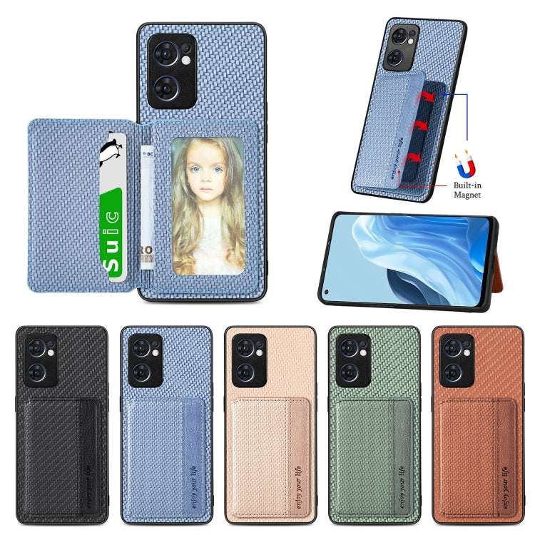 Carbon Fiber Magnetic Card Bag Phone Case, For OPPO Reno5 5G, For OPPO Reno7 5G, For OPPO Reno8 T 4G, For  vivo X70