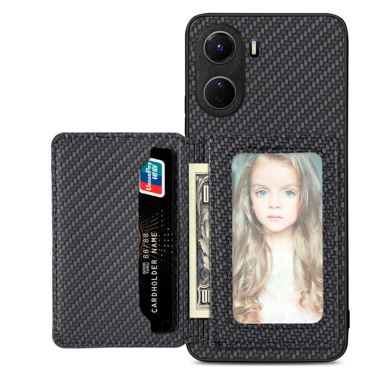 Carbon Fiber Magnetic Card Bag Phone Case, For OPPO Reno5 5G, For OPPO Reno7 5G, For OPPO Reno8 T 4G, For  vivo X70