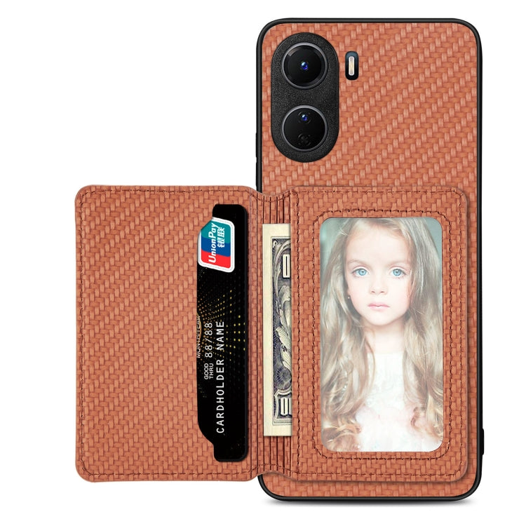 Carbon Fiber Magnetic Card Bag Phone Case, For OPPO Reno5 5G, For OPPO Reno7 5G, For OPPO Reno8 T 4G, For  vivo X70