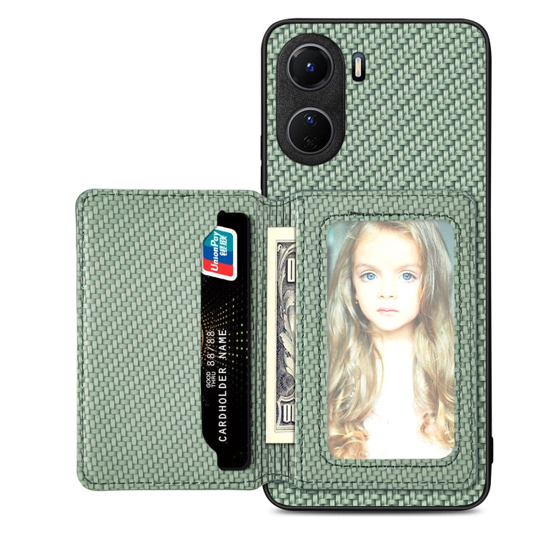 Carbon Fiber Magnetic Card Bag Phone Case, For OPPO Reno5 5G, For OPPO Reno7 5G, For OPPO Reno8 T 4G, For  vivo X70