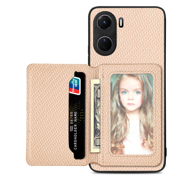 Carbon Fiber Magnetic Card Bag Phone Case, For OPPO Reno5 5G, For OPPO Reno7 5G, For OPPO Reno8 T 4G, For  vivo X70