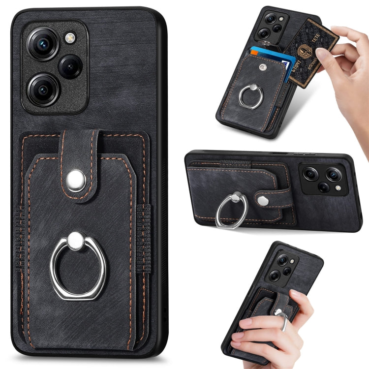 Retro Skin-feel Ring Card Wallet Phone Case, For Xiaomi Poco X5 Pro, For Xiaomi Redmi 9A