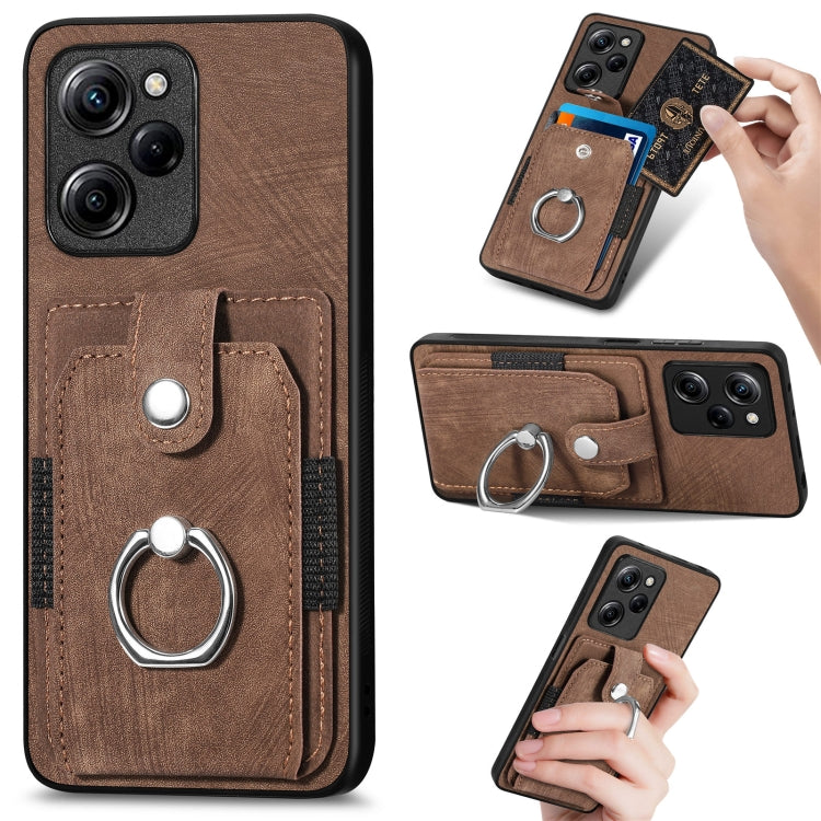 Retro Skin-feel Ring Card Wallet Phone Case, For Xiaomi Poco X5 Pro, For Xiaomi Redmi 9A