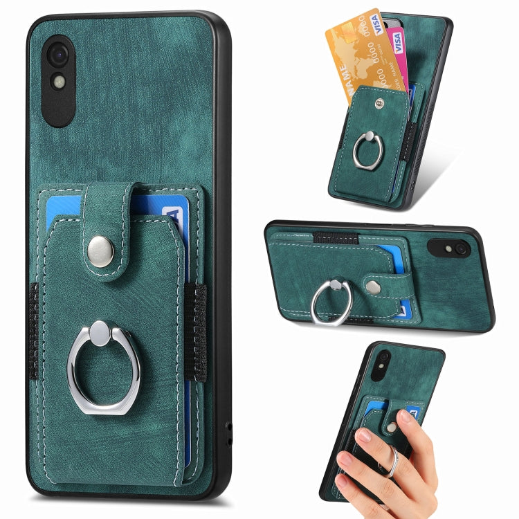 Retro Skin-feel Ring Card Wallet Phone Case, For Xiaomi Poco X5 Pro, For Xiaomi Redmi 9A