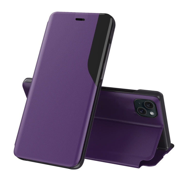 Side Display Flip Leather Phone Case, For iPhone 15
