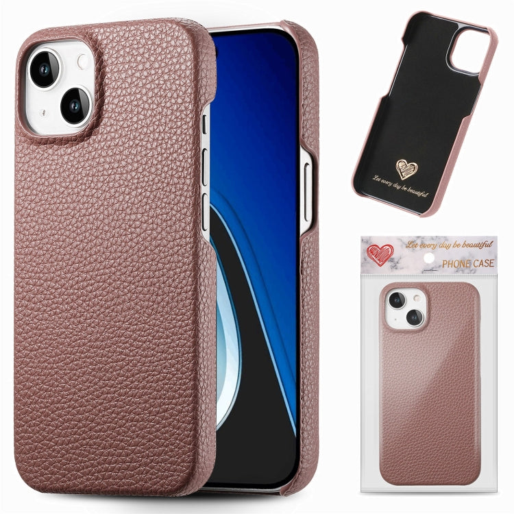 Litchi Oil Edge Leather Back Phone Case, For iPhone 15 Pro, For iPhone 15 Plus