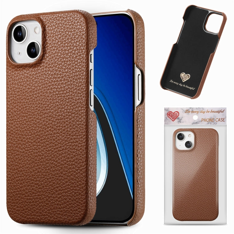 Litchi Oil Edge Leather Back Phone Case, For iPhone 15 Pro, For iPhone 15 Plus