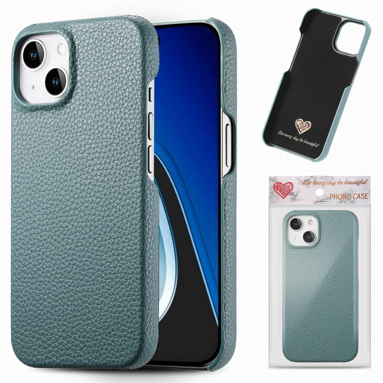 Litchi Oil Edge Leather Back Phone Case, For iPhone 15 Pro, For iPhone 15 Plus