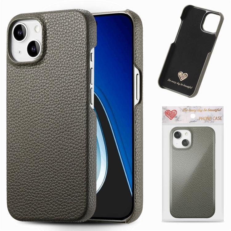 Litchi Oil Edge Leather Back Phone Case, For iPhone 15 Pro, For iPhone 15 Plus
