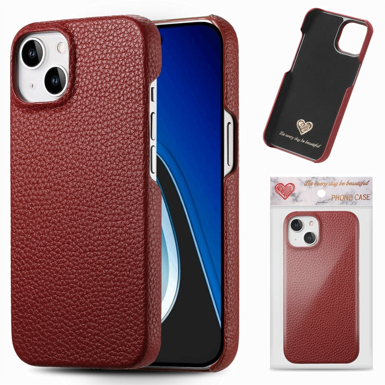 Litchi Oil Edge Leather Back Phone Case, For iPhone 15 Pro, For iPhone 15 Plus