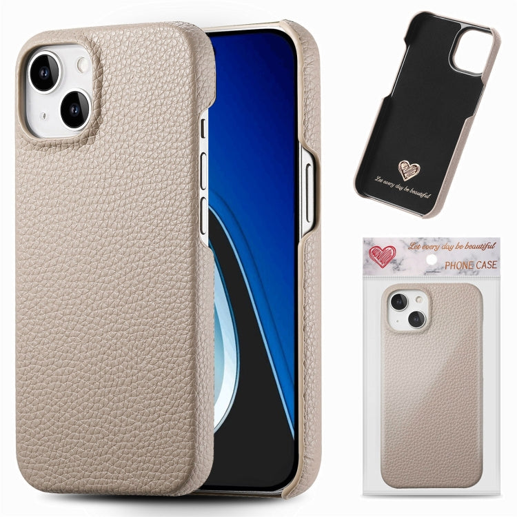 Litchi Oil Edge Leather Back Phone Case, For iPhone 15 Pro, For iPhone 15 Plus