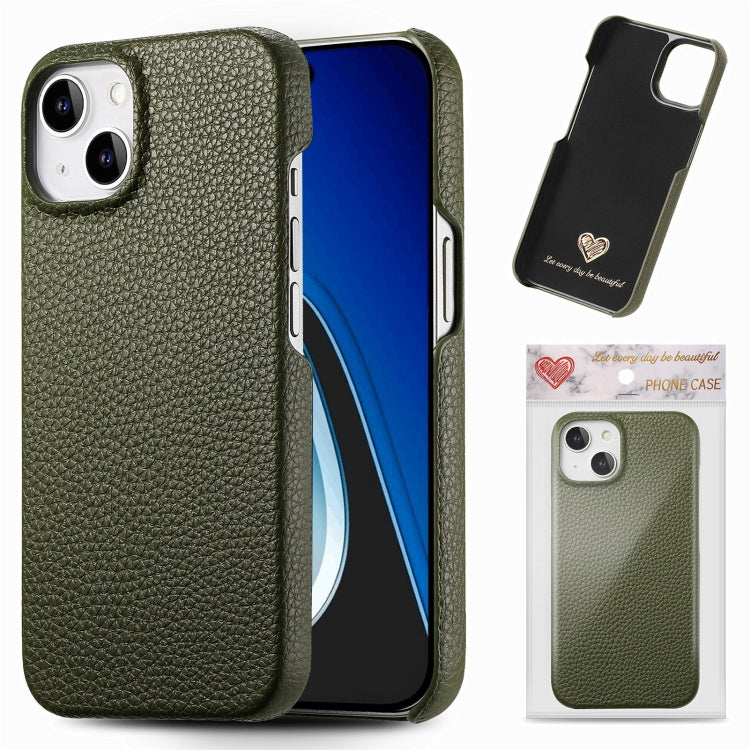 Litchi Oil Edge Leather Back Phone Case, For iPhone 15 Pro, For iPhone 15 Plus