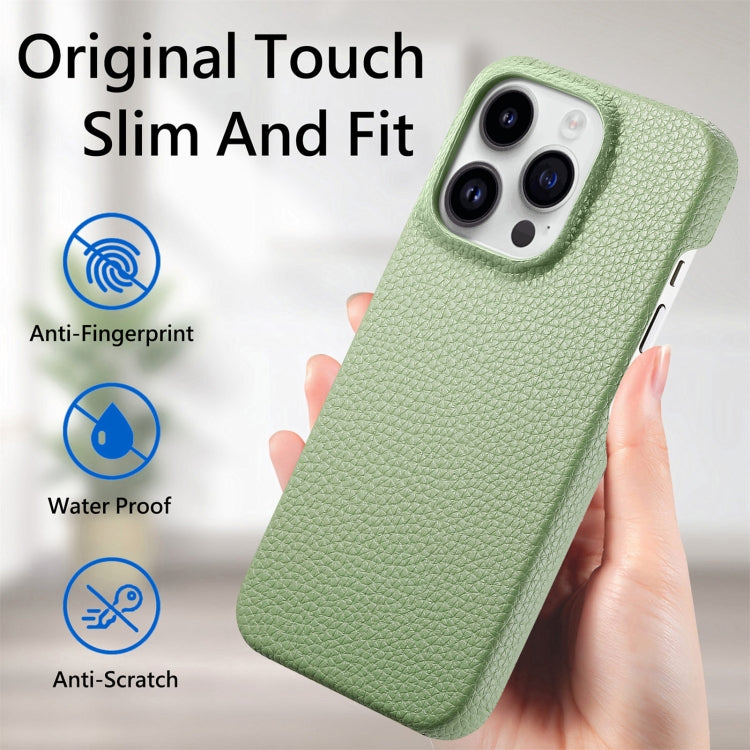 Litchi Oil Edge Leather Back Phone Case, For iPhone 15 Pro, For iPhone 15 Plus
