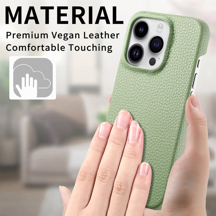 Litchi Oil Edge Leather Back Phone Case, For iPhone 15 Pro, For iPhone 15 Plus