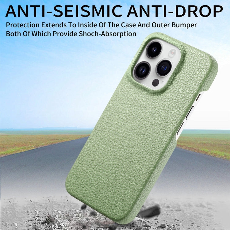 Litchi Oil Edge Leather Back Phone Case, For iPhone 15 Pro, For iPhone 15 Plus
