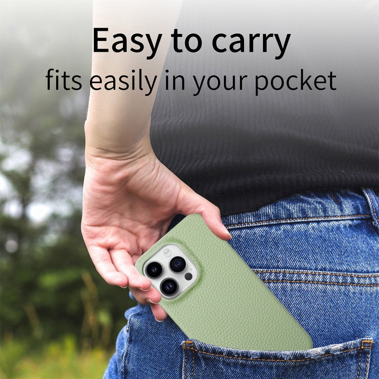 Litchi Oil Edge Leather Back Phone Case, For iPhone 15 Pro, For iPhone 15 Plus