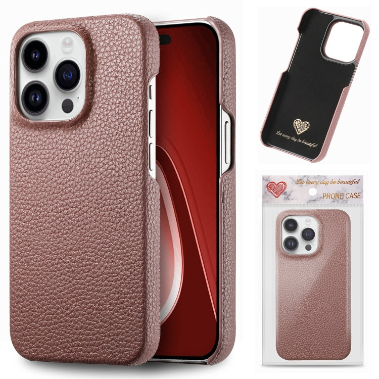 Litchi Oil Edge Leather Back Phone Case, For iPhone 15 Pro, For iPhone 15 Plus