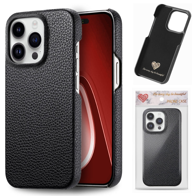 Litchi Oil Edge Leather Back Phone Case, For iPhone 15 Pro, For iPhone 15 Plus
