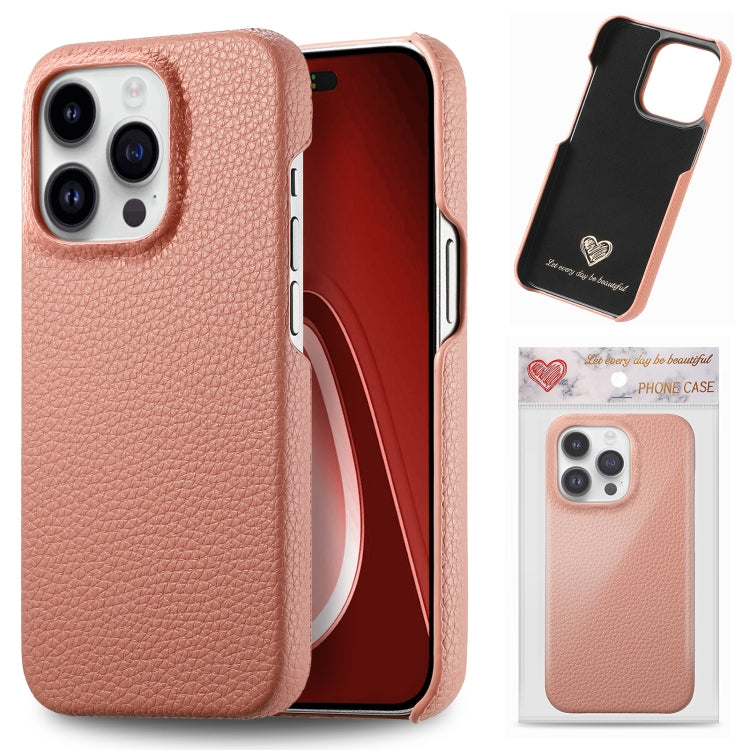 Litchi Oil Edge Leather Back Phone Case, For iPhone 15 Pro, For iPhone 15 Plus