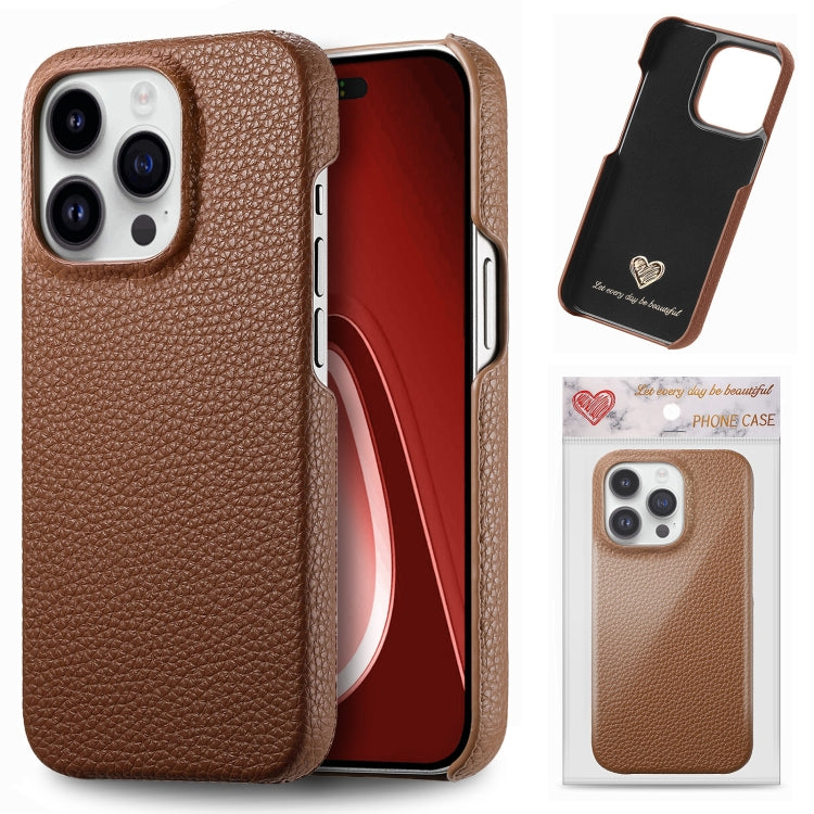 Litchi Oil Edge Leather Back Phone Case, For iPhone 18 Pro, For iPhone 15 Pro Max