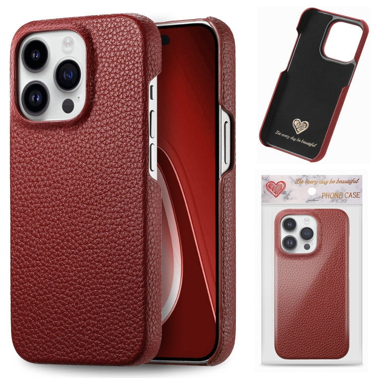 Litchi Oil Edge Leather Back Phone Case, For iPhone 18 Pro, For iPhone 15 Pro Max