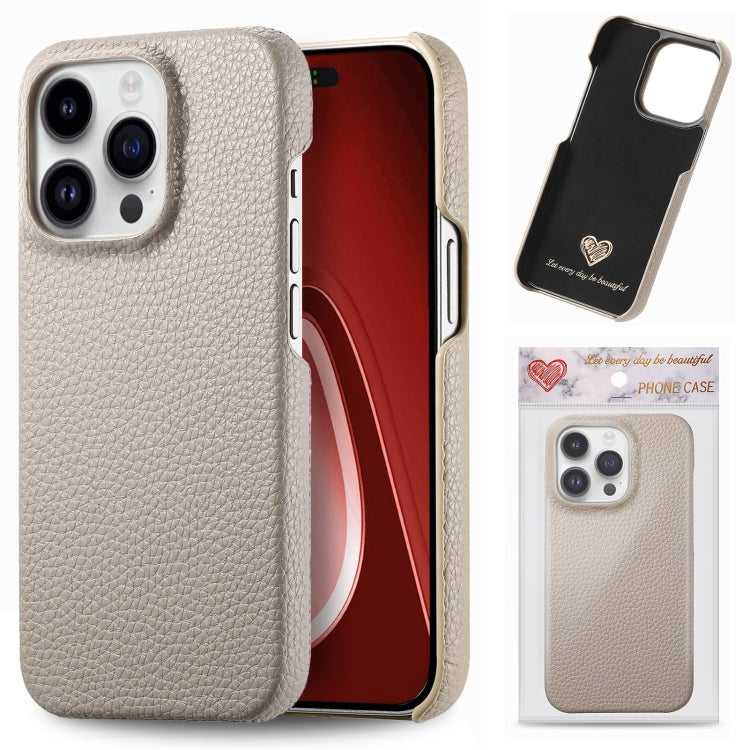 Litchi Oil Edge Leather Back Phone Case, For iPhone 18 Pro, For iPhone 15 Pro Max