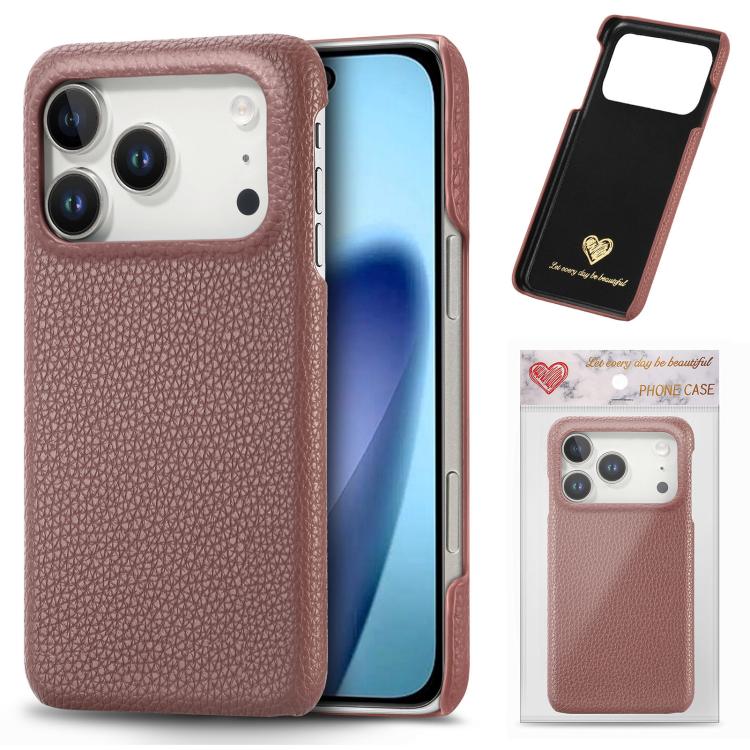 Litchi Oil Edge Leather Back Phone Case, For iPhone 18 Pro, For iPhone 15 Pro Max