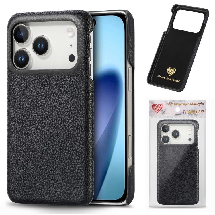 Litchi Oil Edge Leather Back Phone Case, For iPhone 18 Pro, For iPhone 15 Pro Max