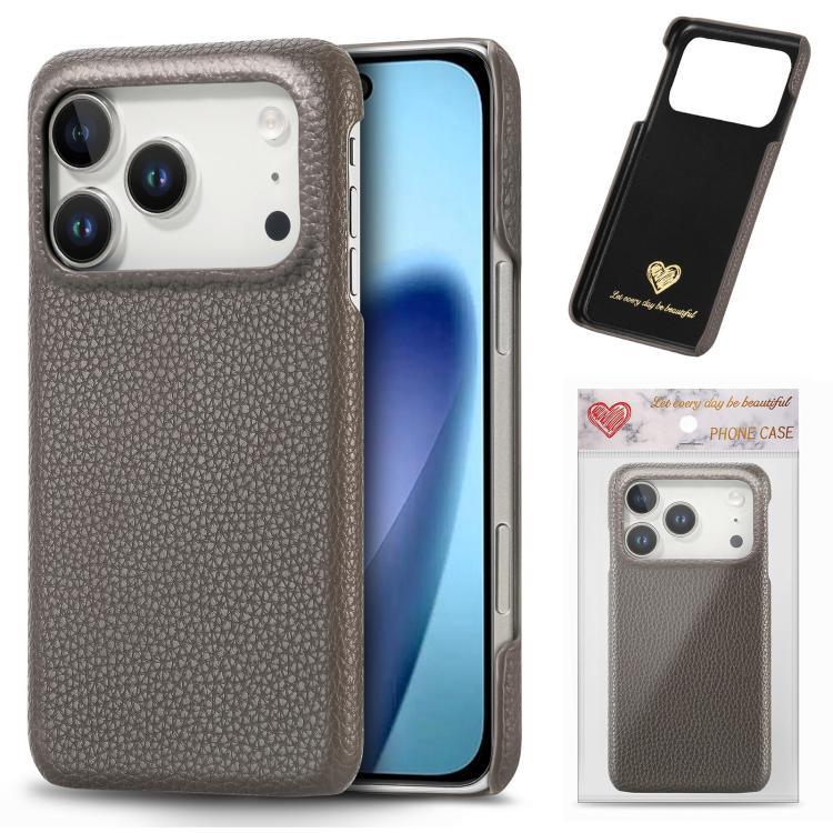 Litchi Oil Edge Leather Back Phone Case, For iPhone 18 Pro, For iPhone 15 Pro Max