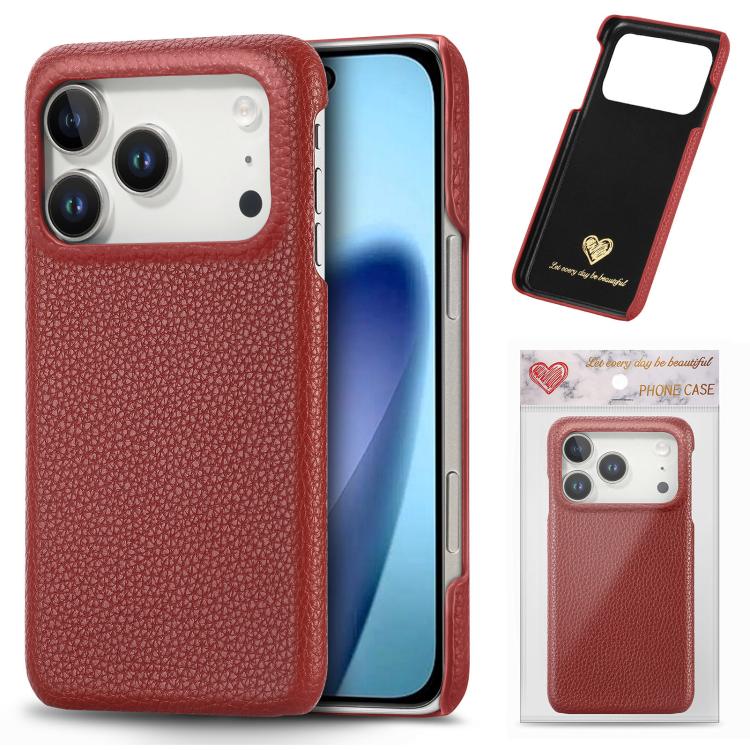Litchi Oil Edge Leather Back Phone Case, For iPhone 18 Pro, For iPhone 15 Pro Max