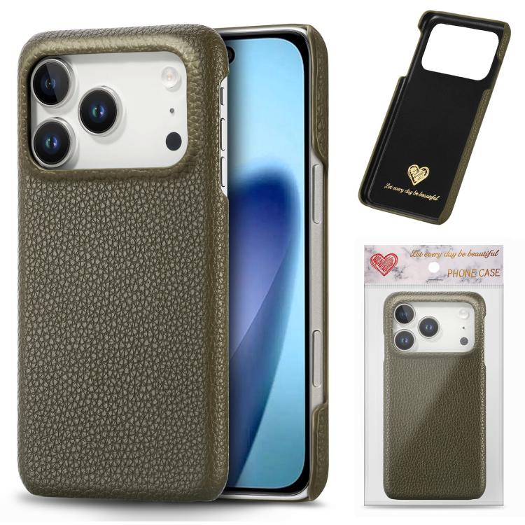 Litchi Oil Edge Leather Back Phone Case, For iPhone 18 Pro, For iPhone 15 Pro Max