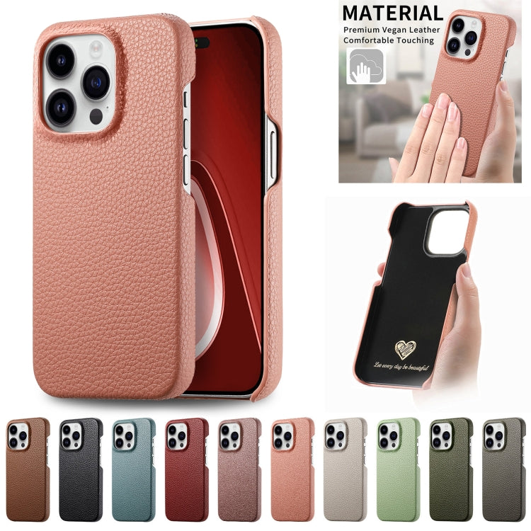 Litchi Oil Edge Leather Back Phone Case, For iPhone 18 Pro, For iPhone 15 Pro Max