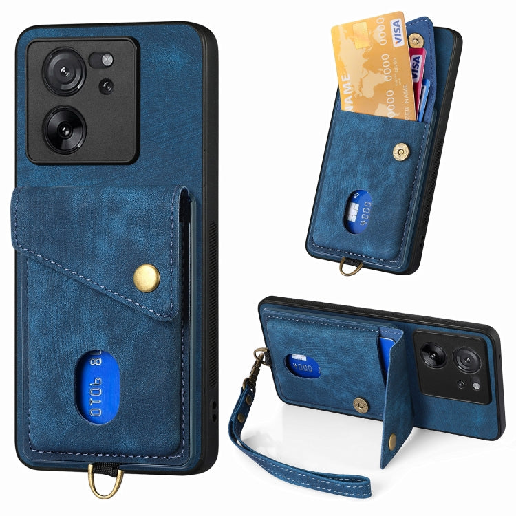 Retro Card Wallet Fold Leather Phone Case with Strap, For Xiaomi Redmi Note 13 Pro 5G, For Xiaomi 13T / 13T Pro