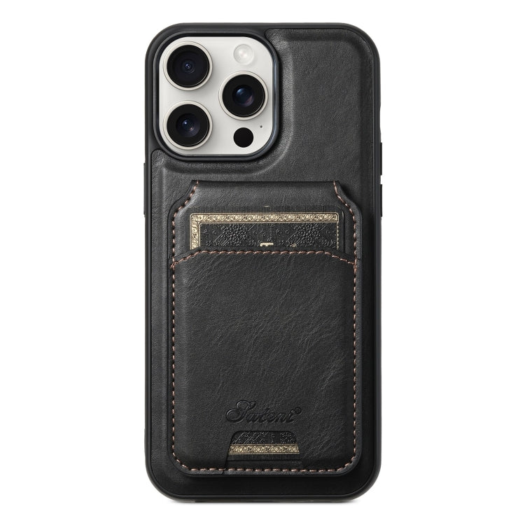 Suteni H15 MagSafe Oil Eax Leather Detachable Wallet Back Phone Case, For iPhone 16 Pro, For iPhone 16 Plus, For iPhone 16, For iPhone 15 Pro Max