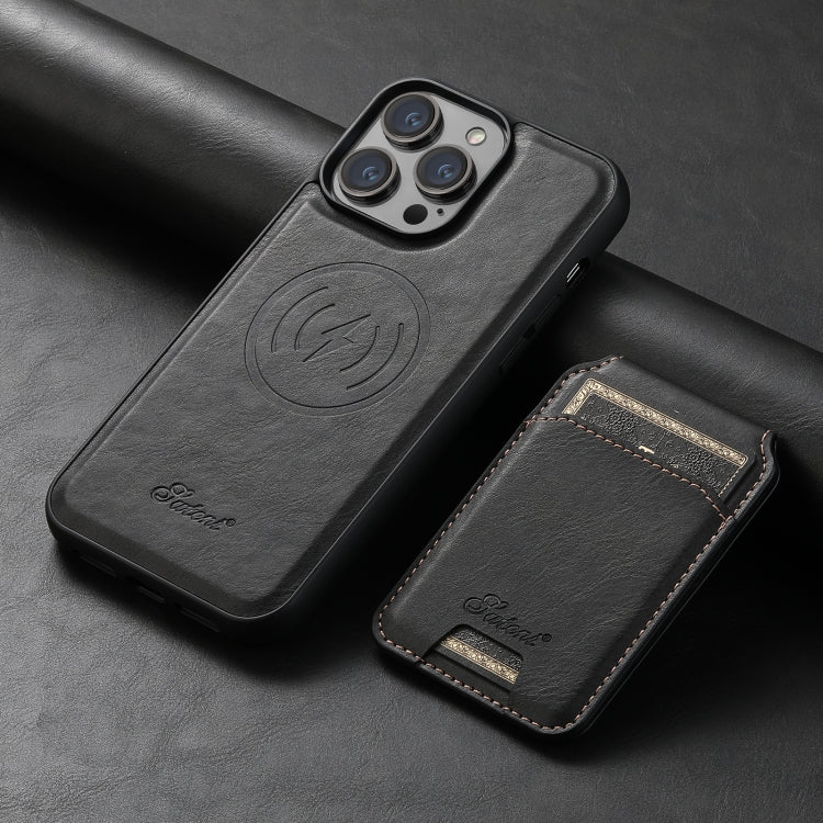 Suteni H15 MagSafe Oil Eax Leather Detachable Wallet Back Phone Case, For iPhone 15 Pro, For iPhone 15 Plus, For iPhone 15, For iPhone 14 Plus