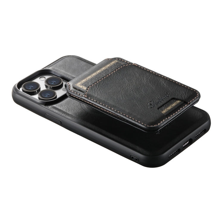 Suteni H15 MagSafe Oil Eax Leather Detachable Wallet Back Phone Case, For iPhone 15 Pro, For iPhone 15 Plus, For iPhone 15, For iPhone 14 Plus