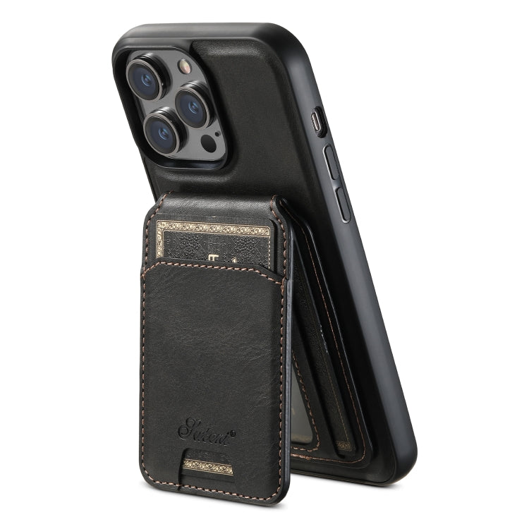 Suteni H15 MagSafe Oil Eax Leather Detachable Wallet Back Phone Case, For iPhone 14, For iPhone 14 Pro, For iPhone 14 Pro Max, For iPhone 13 Pro Max