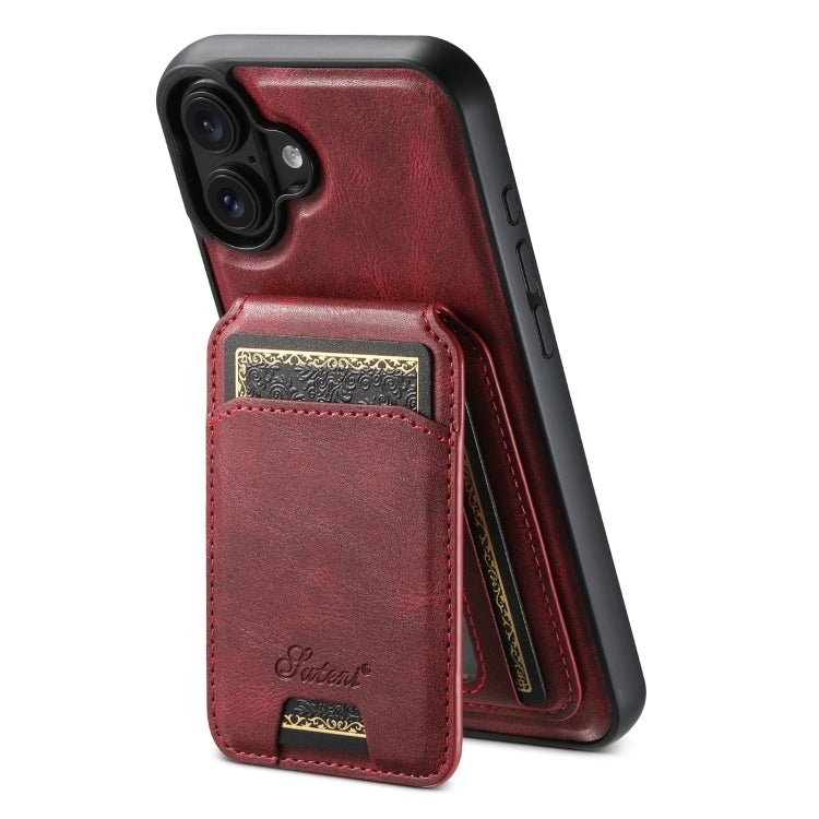 Suteni H15 MagSafe Oil Eax Leather Detachable Wallet Back Phone Case, For iPhone 16 Pro, For iPhone 16 Plus, For iPhone 16, For iPhone 15 Pro Max