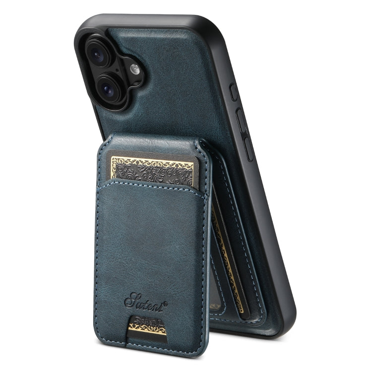 Suteni H15 MagSafe Oil Eax Leather Detachable Wallet Back Phone Case, For iPhone 16 Pro, For iPhone 16 Plus, For iPhone 16, For iPhone 15 Pro Max