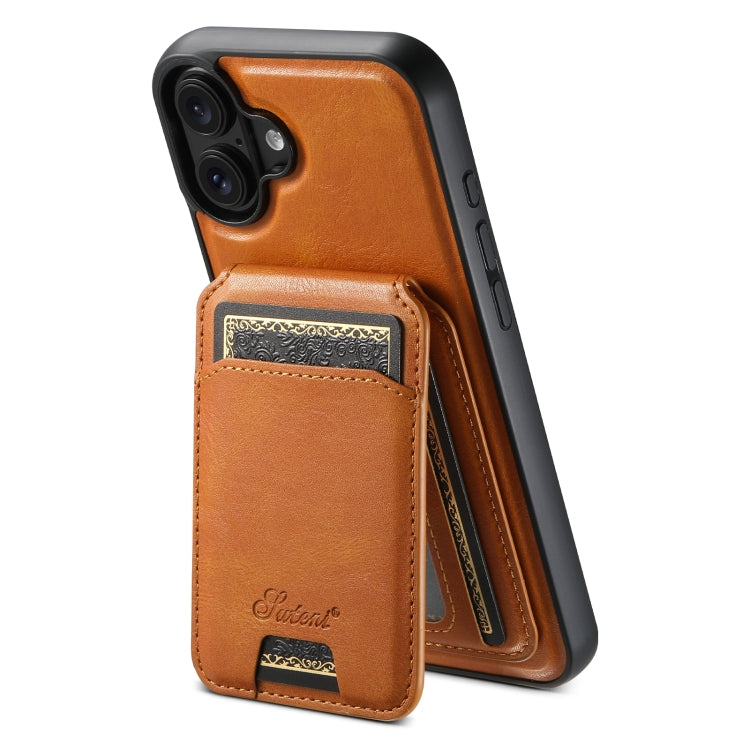 Suteni H15 MagSafe Oil Eax Leather Detachable Wallet Back Phone Case, For iPhone 16 Pro, For iPhone 16 Plus, For iPhone 16, For iPhone 15 Pro Max