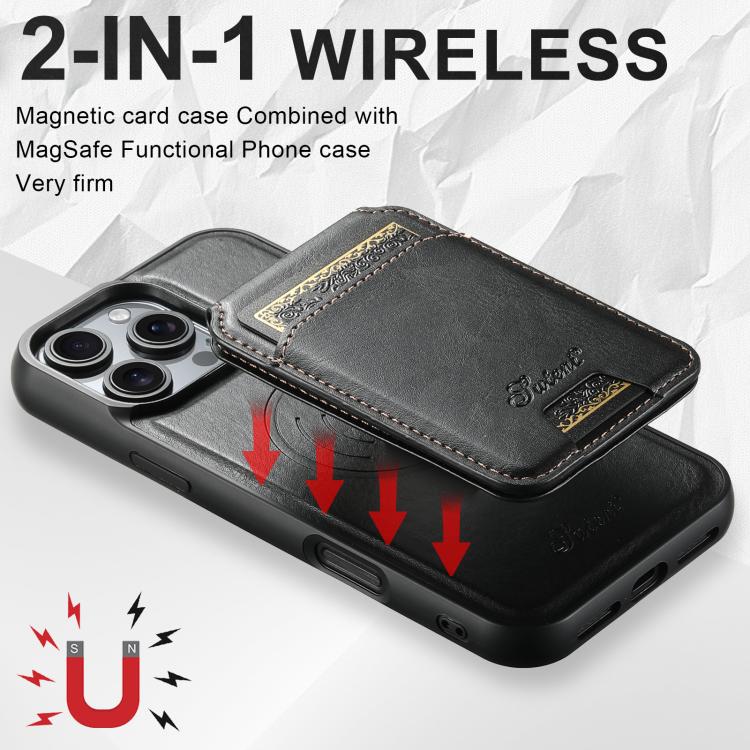 Suteni H15 MagSafe Oil Eax Leather Detachable Wallet Back Phone Case, For iPhone 12 Pro, For iPhone 17e / 16e