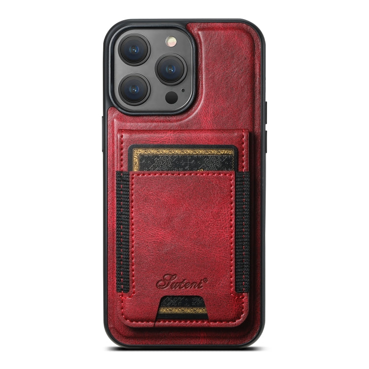 Suteni H17 Oil Eax Leather MagSafe Detachable Wallet Phone Case, For iPhone 16 Pro, For iPhone 16 Plus, For iPhone 16, For iPhone 15 Pro Max