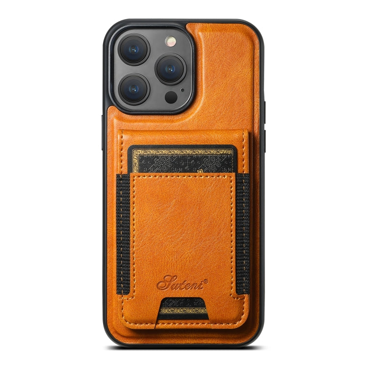 Suteni H17 Oil Eax Leather MagSafe Detachable Wallet Phone Case, For iPhone 13 Pro, For iPhone 13, For iPhone 12, For iPhone 12 Pro Max