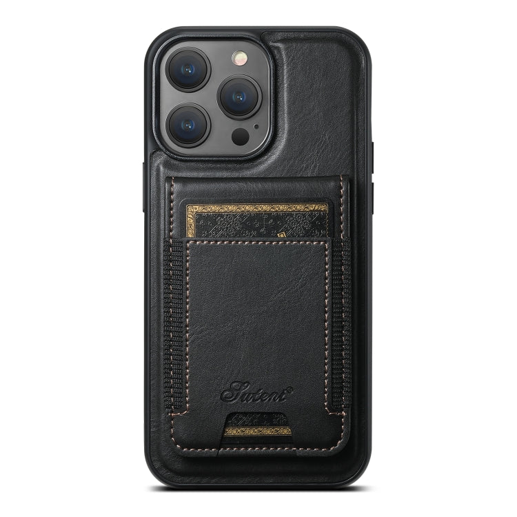 Suteni H17 Oil Eax Leather MagSafe Detachable Wallet Phone Case, For iPhone 16 Pro, For iPhone 16 Plus, For iPhone 16, For iPhone 15 Pro Max
