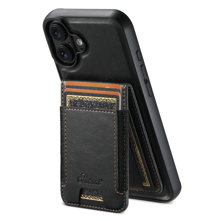Suteni H17 Oil Eax Leather MagSafe Detachable Wallet Phone Case, For iPhone 16 Pro, For iPhone 16 Plus, For iPhone 16, For iPhone 15 Pro Max